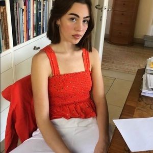 Urban Outfitters Demi Smocked Peplum Tank Top